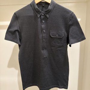 GUCCI Gray Polo Shirt with Pattern and Pocket Design
